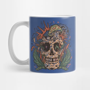 Cottagecore Skull and Mushrooms Floral Mug